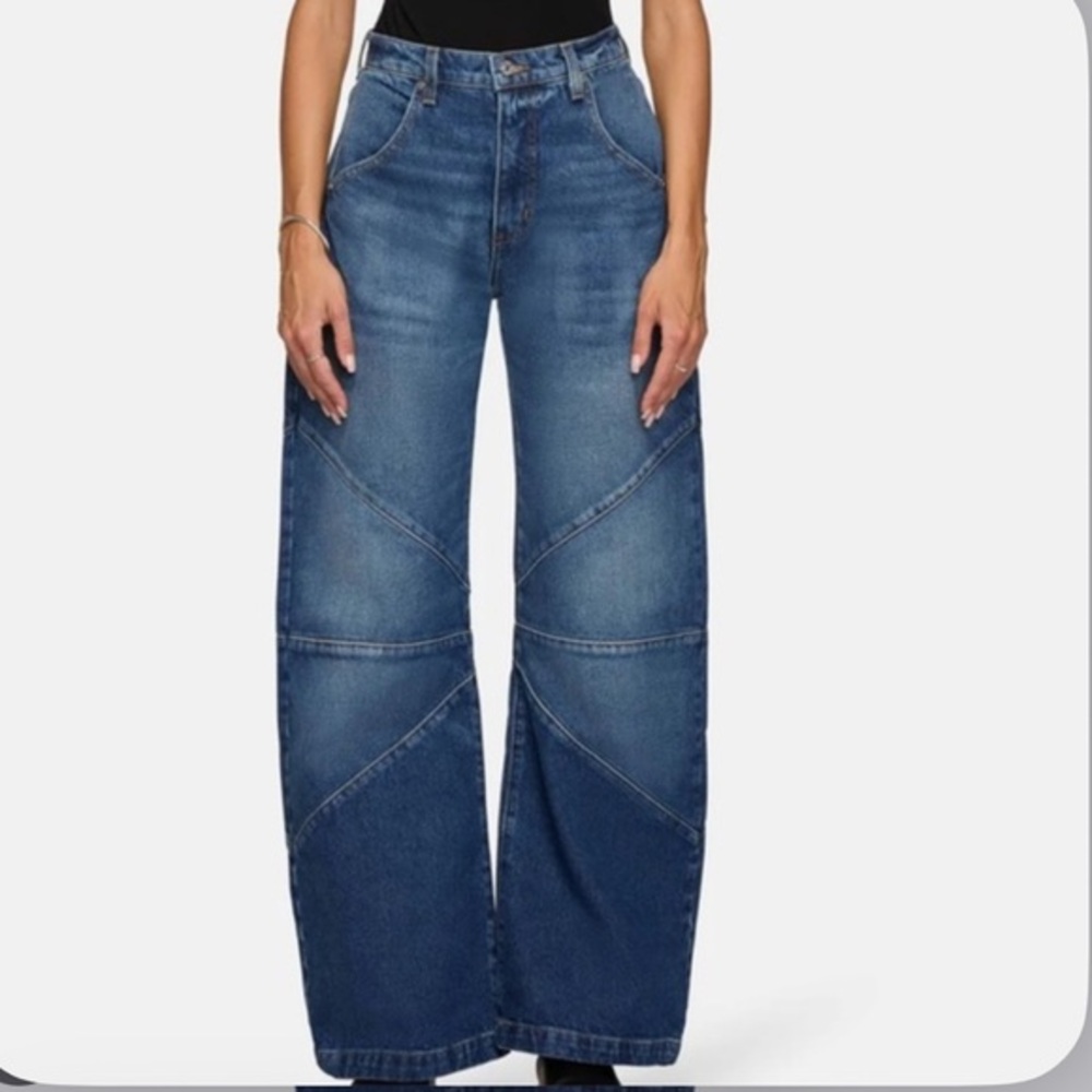 EB Denim Frederick Barrel Leg Wide Jogger Jeans Daphne Light Wash Size 26